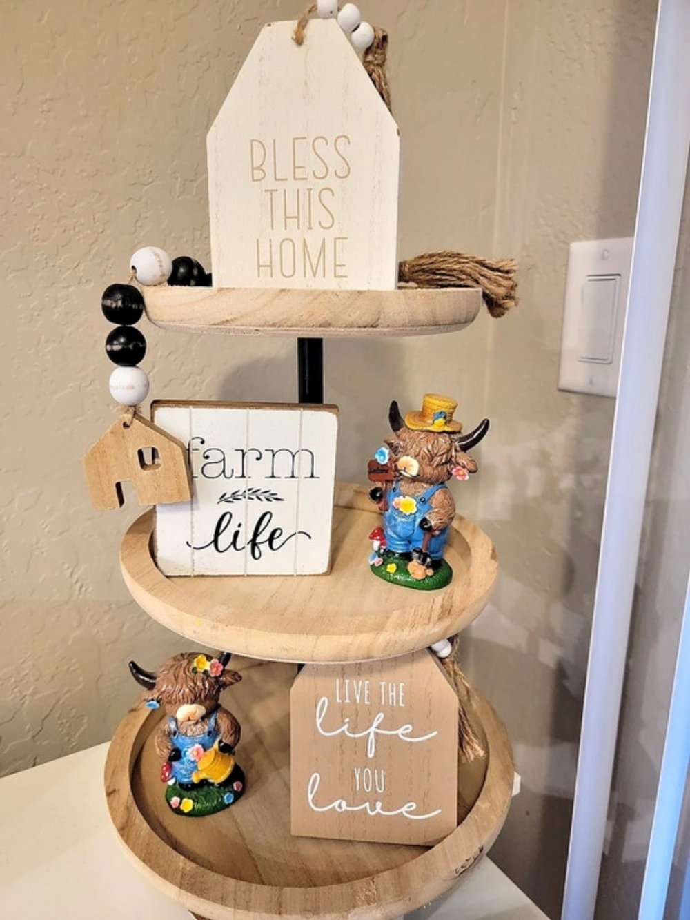 Three-Tier Wooden Home Decor Display Stand